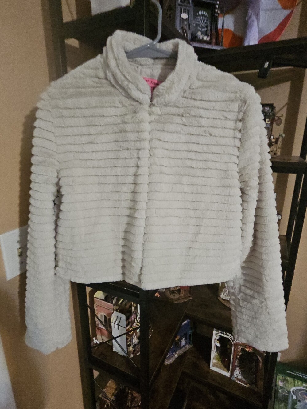 Betsey Johnson Faux Fur Jacket, Tan, XS